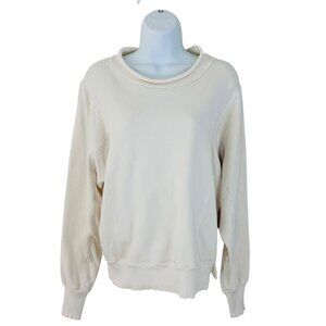 Michael Stars Women's Size S Kali Mixed Texture Long Sleeve Chalk Sweatshirt